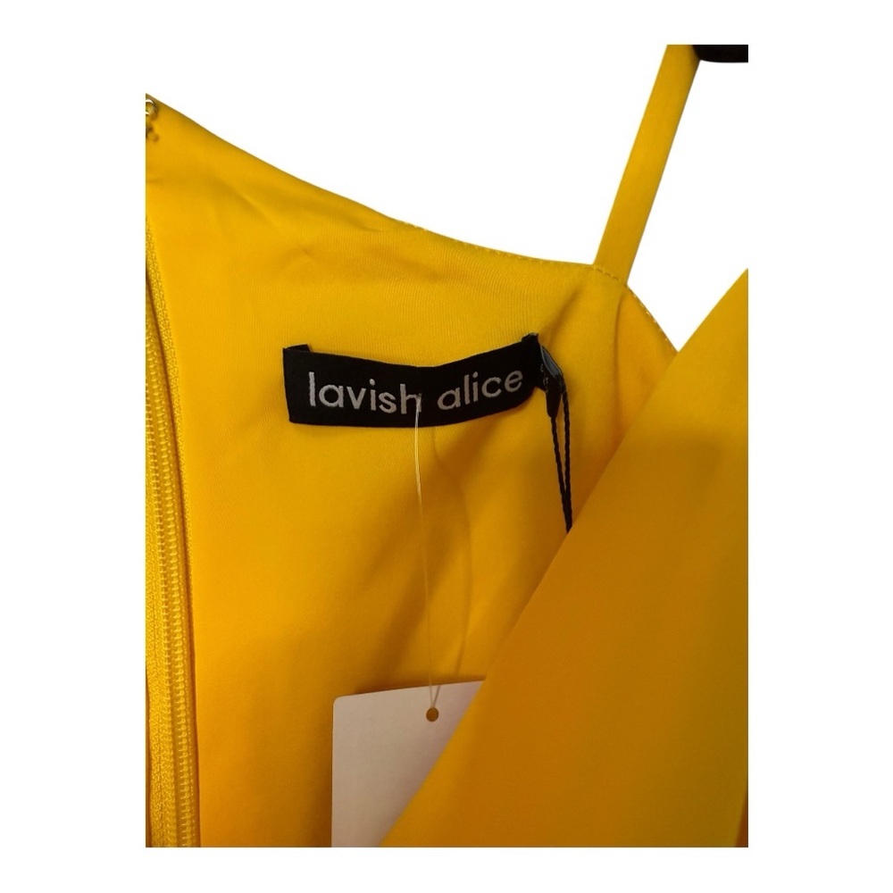 Lavish Alice Emma Cowl Neck Mini Wrap Formal Cocktail Dress in‎ Yellow NWT Sz 12 - Picture 7 of 14